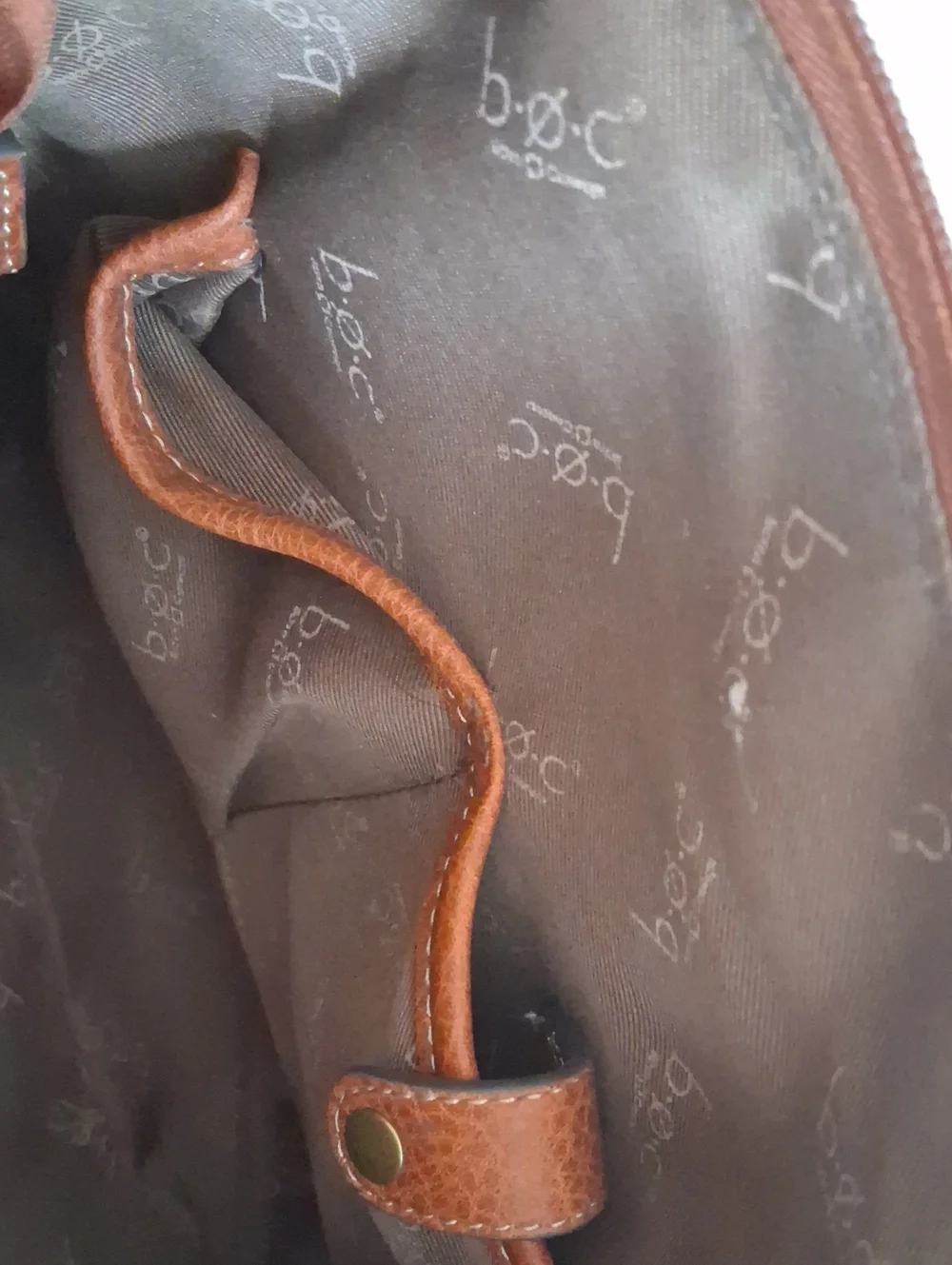 B.O.C. Women's Brown Leather Crossbody Bag with Floral Embossing